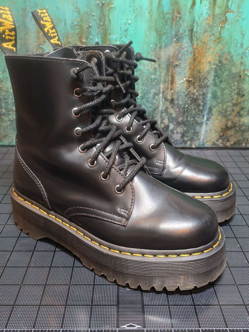 Dr Martens Jadon Mens 7 UK 6 EU 39 Black Leather Platform Boots 15265001